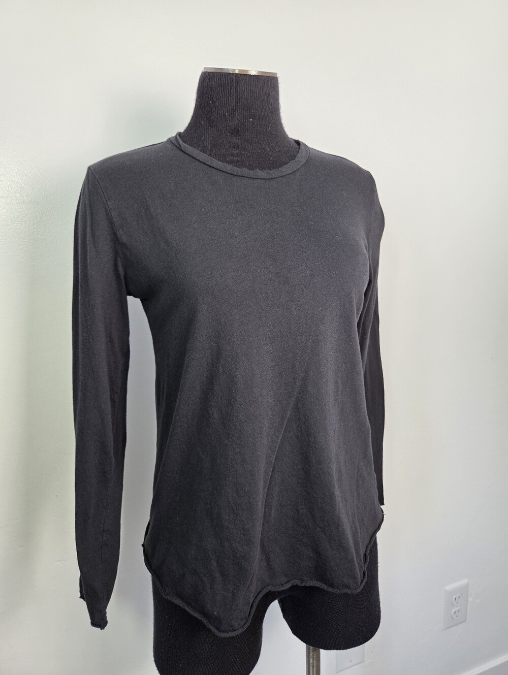 Comune Beverly 100% Cotton Black Long Sleeve Top Basic Comfy Casual Small